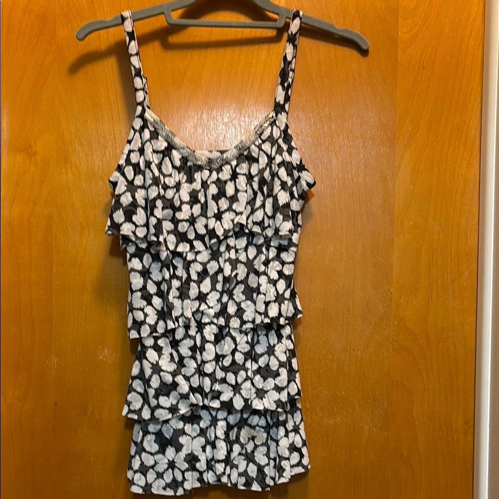 INC International Concepts Black and White Floral Layered Tank